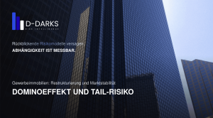 Titelbild zu Tail-Risiko in Gewerbeimmobilien, Bürohochhäuser mit verspiegelten Glasfassaden